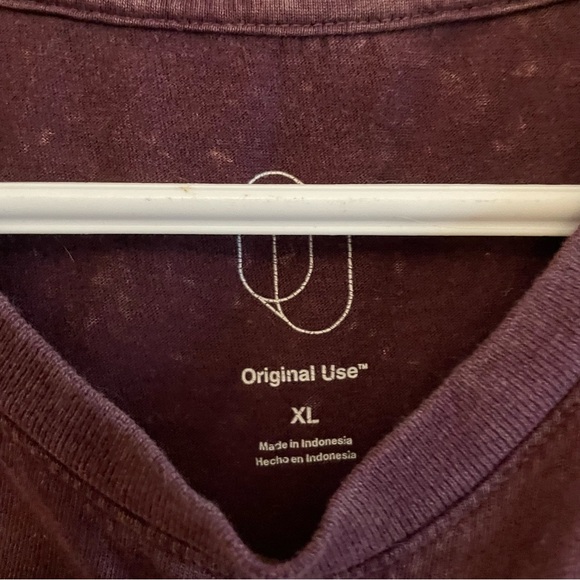 Original Use Deep Burgundy Stone Wash Long Sleeve Cotton Tee - Picture 5 of 13